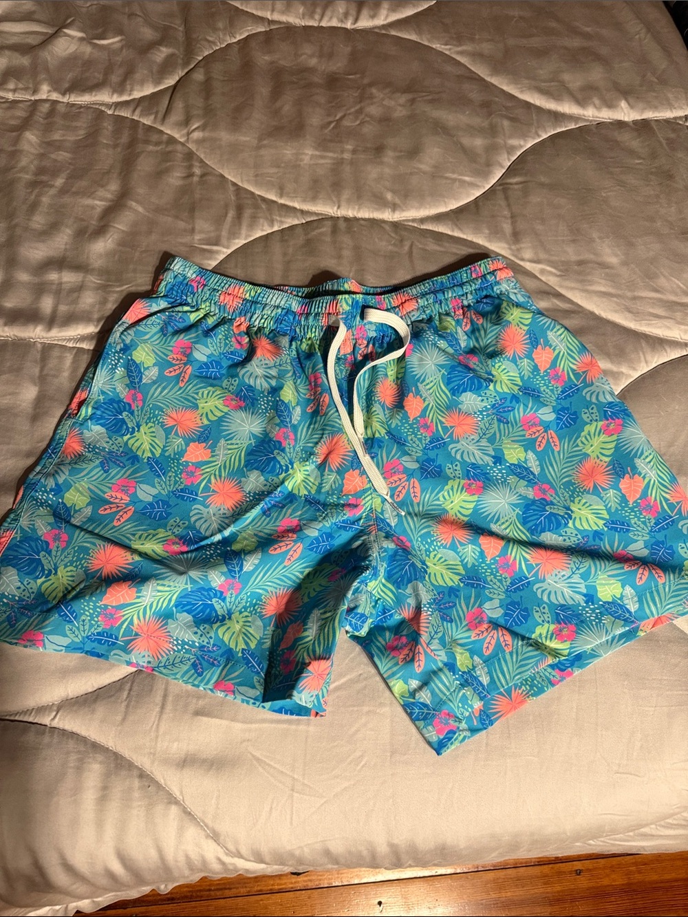 Men's Tropical Leaf Print chubbies swim trunks